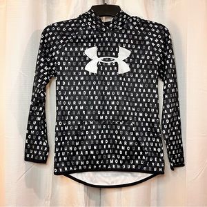 Youth Girls Under Armour Sweatshirt, graphic pattern all over- Black & White - L
